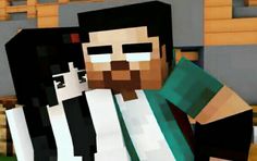 an image of two people that are in the minecraft video game, one is holding another person