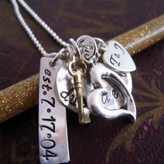 Hand Stamped Necklace The Keys To My Heart by JLynnCreations Keys To My Heart, Family Jewelry, Hand Stamped Necklace, Family Necklace, Family Jewellery, Key To My Heart, Mothers Necklace, Hand Stamped Jewelry, Pretty Stuff