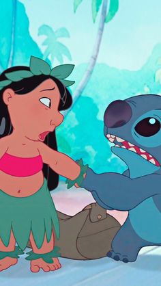 the little mermaid is talking to her friend, stitchty from disney's pooh