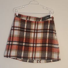 Lulu's Plaid Mini Skirt. New With Tags. Very Soft Wool-Like Skirt (100% Polyester) With Lining. Waist: 32" Length: 18" Orange Casual Mini Skirt For Fall, Casual Orange Mini Skirt For Fall, Orange Skirt For Fall, Orange Fall Skirt, Lulu Skirt, Plaid Mini Skirt, Walker Boots, Rain And Snow Boots, Fit N Flare Dress