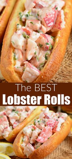 the best lobster roll recipe is made with bread and topped with fresh herbs, lemons, and parsley