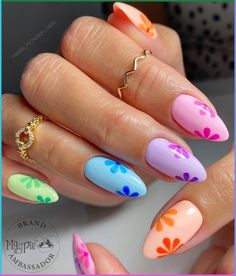 Summer is the perfect time to flaunt your creativity and express yourself through nail art. From vibrant colors to tropical themes, there's a plethora of nail art designs to choose from. In this article, we'll explore some trendy and chic summer nail Rainbow Nails Design, May Nails, Colorful Nails, Summery Nails, Blush Nails, Cute Gel Nails, Short Acrylic Nails Designs, Rainbow Nails, Nail Designs Spring