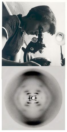 two pictures one with a boy looking through a microscope and the other with an eyeball