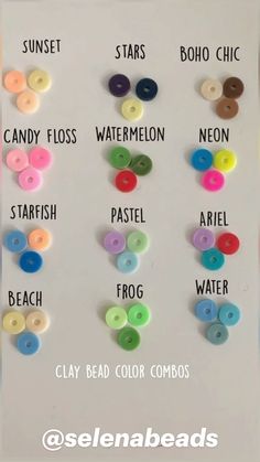 buttons are arranged on the side of a white board with words written in different colors