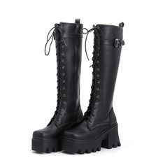 Techwear Outfits Women, Pirates Life, Techwear Outfits, Punk Women, Knight Boots, Boots Thick, Platform Boots Chunky, Popular Boots, Buy Boots