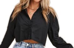 Trendy Cropped Shirt For Fall, Trendy Collared Crop Top For Fall, Trendy Collared Cropped Shirt For Fall, Trendy Cotton Blouse With Buttons, Collared Cropped Shirt For Day Out, Trendy Cotton Cropped Shirt With Buttons, Chic Cotton Cropped Shirt For Fall, Trendy Cropped Shirt For Day Out, Trendy Collared Cropped Shirt For Day Out