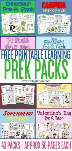 the free printable learning pack for preschool and prek - to - school students