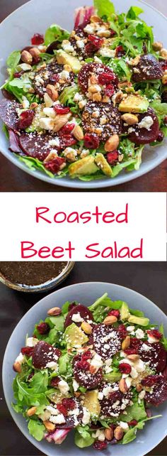 two plates filled with different types of salads