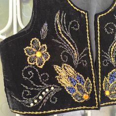 Bohemian Black Embroidered Vest, Black Folk Style Festival Vest, Traditional Black Vest For Festival, Traditional Fitted Black Vest, Womens Black Vest, Velvet Vest, Vintage Vest, Scarf Gift, Handmade Beads