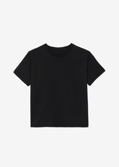 Color: Black Lightweight cotton jersey Boxy fit Waist length Crew neckline Vertical back stitch detailing Slip-on style Unlined 100% Cotton Machine Wash Cold By The Frankie Shop. Imported Waist Length, Back Stitch, Black Tee, Mini Skirts, Womens Tops, How To Wear, Black