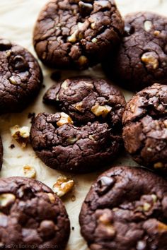 chocolate cookies with walnuts and sea salt