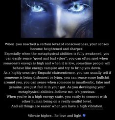 a woman's face with blue eyes and the words, when you reach a certain level of consciousness, you