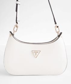 "Guess Meridian Mini Purse - Cream , Women's Stone Structured faux leather purse Zipper closure Removable shoulder strap Dimensions: 6"(L) x 2 3/4"(W) x 5 1/4"(H). 100% PU. Apparel & Accessories > Handbags, Wallets & Cases > Handbags" Football Wife, Small Purses And Handbags, Classy Purses, My Style Bags, Guess Purses, White Shoulder Bag, White Purse, Faux Leather Purse, Girly Bags