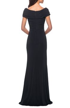 La Femme Ruched Jersey Column Gown | Nordstrom Bride Black Dress, Mother Of The Bride Black, Black Cocoa, Black And Silver Dress, Wine Dress, Sheath Gown, Mother Of Groom Dresses, Trumpet Gown, Mob Dresses