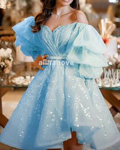 Short homecoming dresses Light Blue Homecoming Dresses, Ball Gown Blue, Prom Dresses For Girls, Dress Puffy Sleeves, Strapless Wedding Dress Mermaid, Homecoming Dresses 2023, Sweetheart Homecoming Dress, Blue Ball Gown, Dresses For Homecoming