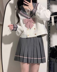 ❤Double-breasted sailor top with ribbon + pleated a-line skirt❤
Set-up (ribbon included with set-up purchase) Cute Sailor Outfit, Sailor School Uniform, Sailor Outfit, Sailor Top, Sailor Uniform, School Uniform Outfits, Style Kawaii, Kawaii Fashion Outfits, Trendy Fashion Tops