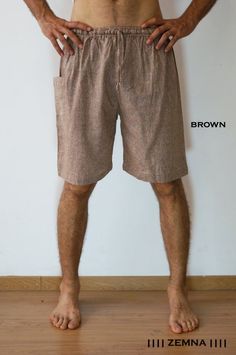 Men summer shorts made from hand-woven khadi cotton. Great for daily outfit and yoga!Size S-M.Length: 20 inches Brown Cotton Shorts For Beach, Bohemian Brown Cotton Shorts, Brown Cotton Beachwear Bottoms, Bohemian Brown Shorts For Summer, Brown Bohemian Shorts For Summer, Brown Bohemian Shorts, Bohemian Brown Shorts For Vacation, Traditional Cotton Shorts For Summer, Bohemian Cotton Shorts With Relaxed Fit