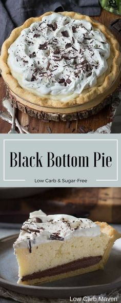 a slice of black bottom pie on a plate