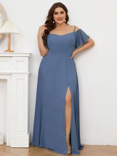 Classy Bridesmaid Dresses, Romantic Bridesmaid Dresses, Flowy Bridesmaid Dresses, Formal Bridesmaids Dresses, Dusty Blue Bridesmaid Dresses, Plus Size Bridesmaid, Ever Pretty, Bridesmaid Dresses Plus Size, Dress Dusty