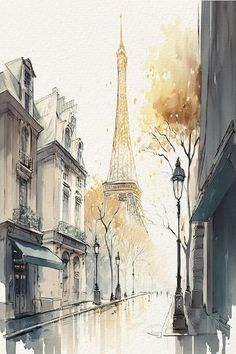 a painting of the eiffel tower in paris