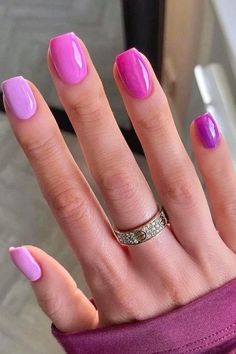 Nails Lilac, Short Pink Nails, Simple Fall Nails, Lilac Nails, Nail Acrylic, Lavender Nails, Nails Cute, Aesthetic Nails