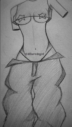 a pencil drawing of a woman's torso