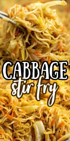 cabbage stir fry in a pan with the title above it