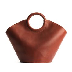 Chestnut*Large | Structured leather hand bag with circular handles Portland Leather Goods, Purse Organizer, Leather Tote Purse, Canvas Purse, Crossbody Bag Women, Mens Leather Bag, Leather Bag Women, Tote Purse, Leather Wraps