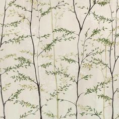 a wallpaper with green leaves and branches on it