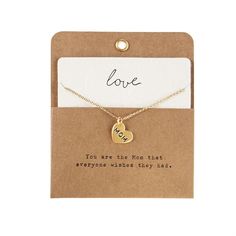 Delicate gold chain necklace features charm pendant with stamped sentiment. - 16" adjustable chain - metal Mother's Day Adjustable Metal Charm Necklaces, Dainty Stamped Charm Necklaces For Mother's Day, Adjustable Metal Charm Necklaces For Mother's Day, Dainty Stamped Necklaces For Mother's Day, Dainty Stamped Necklace For Mother's Day, Metal Charm Necklaces With Adjustable Chain For Mother's Day, Adjustable Gold Charm Necklaces With Heart Charm, Meaningful Gold Nickel-free Charm Necklace, Inspirational Gold Hand Stamped Charm Necklace