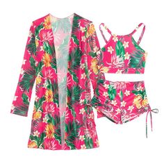 A fancy outfit makes your time at the beach and pool extra special with its elegant style and luxury vibes. Three-piece set: Top, Shorts, Cardigan Colors: Pink, Blue, Purple, Green, Red Floral Print Sizes: S to XL Lining: Polyester Fiber Fabric: Polyester, Elastane High elasticity With chest pad Age: Adult Gender: Female Brand Name: NoEnName_Null Product ID: CJYJ198745501 Note: All sizes are smaller than regular European and American sizes. Choose the larger size if your size is between two size Chic Swimwear For Vacation During Resort Season, Tropical Swimwear For Beach Party During Resort Season, Chic Swimwear For Beach Party, Chic Swimwear For Poolside Vacation, Chic Swimwear For Beach Party Vacation, Trendy Swimwear For Beach Season Vacation, Chic Swimwear For Summer Beach Party, Trendy Spring Vacation Sets, Summer Beach Cover-up Sets