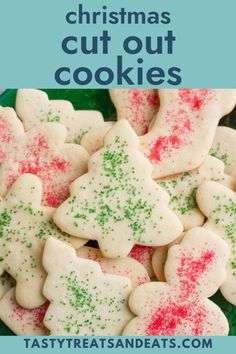 christmas cut out cookies with green and red sprinkles