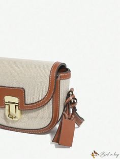 Bird in Bag - Leather Saddlebag with Metal Flap Closure. Elegant Saddle Bag With Leather Trim For Daily Use, Leather Trim Saddle Bag With Top Handle For Travel, Leather Trim Top Handle Saddle Bag For Travel, Travel Saddle Bag With Leather Trim And Top Handle, Top Handle Saddle Bag With Leather Trim For Travel, Elegant Leather Trim Saddle Shoulder Bag, Elegant Saddle Shoulder Bag With Leather Trim, Chic Bag With Leather Trim And Flap, Beige Flap Bag With Gold-tone Hardware