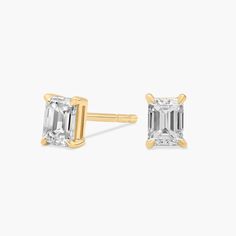 Channel timeless elegance as you add sparkle to your style with these stud earrings featuring  emerald-cut lab-grown diamonds. The 14k yellow gold setting completes the look with luxurious lustre. Emerald Cut Diamond, Yellow Gold Setting, Diamond Stud Earrings, Blue Nile, Diamond Stud, Emerald Cut Diamonds, Gold Set, Diamond Earrings Studs, Diamond Studs