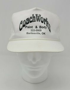 Vintage Coach Works Snapback Hat YoungAn Trucker Cap White Hat Bartlesville, OK. Condition is "Pre-owned". Shipped with USPS First Class. Vintage White Hat One Size Fits Most, Adjustable Vintage Baseball Cap For Sports, Vintage Trucker Hat With Flat Brim For Sports, Vintage Style Flat Brim Trucker Hat For Sports, Vintage Flat Brim Sports Hat, Vintage White Hat, One Size Fits Most, Adjustable Vintage Sports Hats, Vintage Adjustable Baseball Cap For Sports, Vintage Flat Brim Trucker Hat For Sports