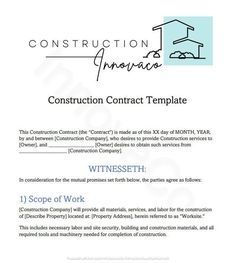 the construction contract form is shown