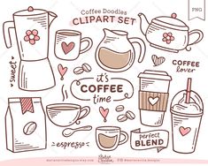 Cute Kawaii Coffee Clipart PNG Coffee Doodles Cute, Cute Coffee Drawings Kawaii, Coffee Doodle Art Illustrations, Draw Coffee Mug, Coffee Beans Doodle, Coffee Planner Stickers, Coffee Mug Doodle, Coffee Template Design, Coffee Doodles Simple