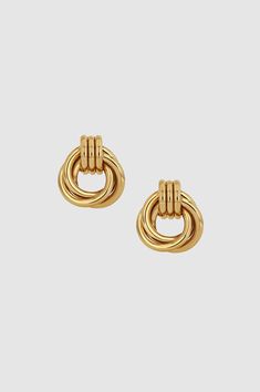 ANINE BING Triple Knot Earrings - Gold Macy's Luxury Hoop Earrings, Mimco Earrings, خواتم خطوبة, Hoop Design, Jewelry Accessories Ideas, Jewelry Essentials, Knot Earrings, Classy Jewelry, Stacked Jewelry