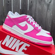 Size 6y (Fit Women 7.5) / Has Original Box Shoes Are Brand New Never Worn Hot Pink Dunks, Pink Dunks, Box Shoes, Pink Nike, Pink Nikes, Nike Dunk Low, Dunk Low, Shoes Nike, Nike Dunk