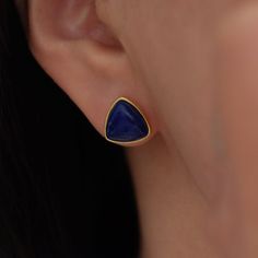 Immerse yourself in the enchanting deep blue of our Natural Lapis Lazuli Earrings, where each gemstone is a symbol of wisdom and truth. Revered through ages for its vibrant celestial hues and flecks of golden pyrite, lapis lazuli carries with it a legacy of serenity and insight. These Gemstone Earrings are more than just an accessory; they are a statement of sophistication. Their dainty design is perfectly  for any occasion. As a 'Gift for Her,' they not only adorn but also impart a touch of mea Lapis Lazuli Earrings, Earrings Minimalist, Blue Earrings, Perfect Gift For Her, Elegant Jewelry, Minimalist Earrings, Jewelry Earrings Studs, Gemstone Earrings, Deep Blue