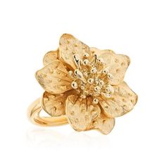 Kenneth Jay Lane Gold Dogwood Flower Ring Adjustable Gold Flower Ring, Delicate Gold Flower Ring For Spring, Gold Flower Rings For Spring, Gold Flower Ring For Spring Wedding, Gold Floral Rings For Spring, Spring Flower-shaped Gold Rings, Nature-inspired Gold Flower Ring With Birth Flower, Nature-inspired Gold Birth Flower Ring, Gold Open Ring Flower Ring For Spring