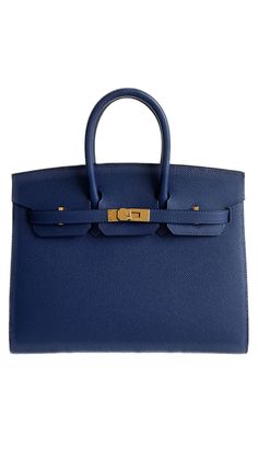 *The bag comes in full set with original store receipt. Blue Birkin Bag, Hermes Birkin Navy Blue, Blue Birkin, High-end Blue Bag With Double Handle, Hermes Bags Blue, Navy Bag, Hermes Birkin 25, Birkin 25, Gold Leather