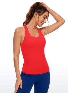 CRZ YOGA Women's Yoga Tight Fit Tops Butterluxe Built-in Bra Tank Crz Yoga, Collection Design, Yoga Tank Tops, Bow Detail Dress, High Neck Tank, Soft Leggings, Yoga Tops, U Neck, Fitted Skirt