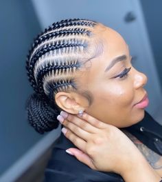 Feed-In Stitch Braids and Low Bun Braid Back Hairstyles, How To Bun, Straight Back Hairstyles, All Back Hairstyle, Straight Back Braids, Straight Back Cornrows, Cornrows Braids For Black Women, Tight Braids