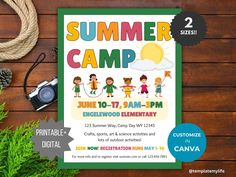 Summer Camp Flyer Template Summer Fun Camp Invite Editable Church Flyer Spring Break Kid Camp Poster Community Digital Flyer Summer Festival - Etsy Poster Community, Pta Flyer, Carnival Flyer, Camp Poster, Camp Flyer, Camping Invitations, Fun Camp, Spring Break Kids, Digital Flyer