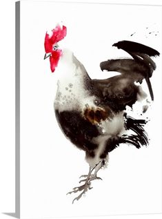 a painting of a rooster on a white background