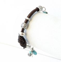 Leather Turquoise Bracelet Silver Bracelet Southwest | Etsy Southwestern Brown Bracelets, Southwestern Adjustable Brown Leather Bracelet, Bohemian Brown Leather Bracelet With Sliding Knot, Adjustable Turquoise Leather Bracelet Southwestern Style, Adjustable Turquoise Leather Bracelet In Southwestern Style, Masculine Jewelry, Silver Bracelet Stack, Turquoise Silver Bracelet, Western Bracelets