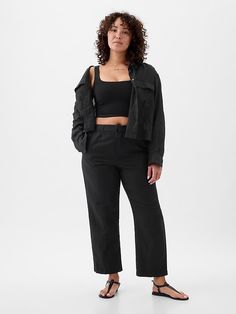 High Rise Linen-Cotton Pull-On Pants Gap Wide Leg Linen Pants, Gap Tapered Leg Everyday Pants, Gap Tapered Leg Pants For Everyday, Gap Linen Pants For Spring, Gap Linen Spring Pants, Casual Linen Pants By Gap, Spring Gap Linen Pants, Gap Relaxed Fit Wide-leg Pants, Gap Relaxed Fit Cargo Pants