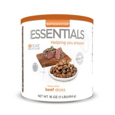 an open can of essentials beef slices