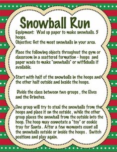 a snowball run game with instructions on how to play